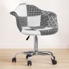 Silla de Oficina con Reposabrazos - Silla de Escritorio con Ruedas - Tapizada en Patchwork Blanco y Negro - Weston  image 7