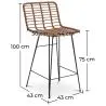 Taburete de Bar de Mimbre con Respaldo - Diseño Boho Bali - 75cm - Catori image 7
