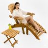 Pack Silla de Exterior  con Reposapiés y Mesa de Exterior y Jardín de Madera  - Alana image 7