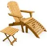 Pack Silla de Exterior  con Reposapiés y Mesa de Exterior y Jardín de Madera  - Alana image 7