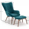 Sillón con Reposapiés - Tapizado en Terciopelo - Estilo Escandinavo - Huda image 7