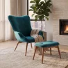 Sillón con Reposapiés - Tapizado en Terciopelo - Estilo Escandinavo - Huda image 7