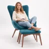 Sillón con Reposapiés - Tapizado en Terciopelo - Estilo Escandinavo - Huda image 7