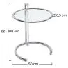 Mesa Auxiliar Redonda Ajustable - Cristal y Acero - Lake image 7