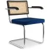 Silla de Comedor con Reposabrazos - Tapizado en Terciopelo - Madera y Ratán - Hyre image 7