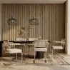 Silla de Comedor con Reposabrazos - Tapizado en Tela Bouclé - Madera y Ratán - Birey image 7