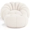 Sillón con Otomán Tapizado - Bouclé Blanco - Rubi image 7
