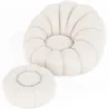 Sillón con Otomán Tapizado - Bouclé Blanco - Rubi image 7