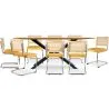 Pack Mesa de Comedor Diseño Industrial de Madera (220cm)  & 8 Sillas de Comedor de Ratán - Tapizado en Terciopelo - Martha image 7