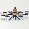 Pack Mesa de Comedor Diseño Industrial de Madera (220cm) & 8 Sillas de Comedor de Ratán - Tapizado en Terciopelo - Hyre image 7