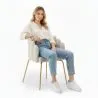 Silla de Comedor Diseño Concha Glam en Terciopelo - Patas Doradas - Shell image 7