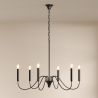 Lámpara colgante de metal estilo candelabro negro mate – 6 brazos - Lumella image 7