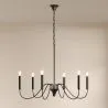 Lámpara colgante de metal estilo candelabro negro mate – 6 brazos - Lumella image 7