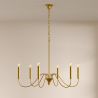 Lámpara colgante dorada de 6 brazos – Estilo candelabro moderno en metal - Vintessa image 7