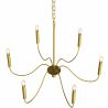 Lámpara colgante dorada de 6 brazos – Estilo candelabro moderno en metal - Vintessa image 7