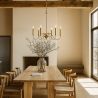 Lámpara colgante dorada de 6 brazos – Estilo candelabro moderno en metal - Vintessa image 7