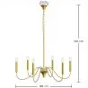 Lámpara colgante dorada de 6 brazos – Estilo candelabro moderno en metal - Vintessa image 7