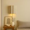 Aplique de pared con pantalla de tela y estructura dorada envejecida - Treya image 7