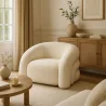 Sillón moderno tapizado en tela bouclé blanco crema – Diseño curvo y confortable - Gab image 7