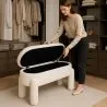 Banco Con Almacenamiento Tapizado En Tela Bouclé Blanco Roto – Asiento Moderno Para Salón Y Dormitorio - Boreta image 7