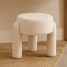Taburete Tapizado En Tela Bouclé Blanco Roto – Asiento Moderno Para Salón Y Dormitorio - Boreta image 7