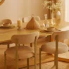 Silla de comedor tapizada en Chenille -  Patas efecto roble - Diseño ergonómico y moderno - Okare image 7