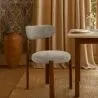 Silla de comedor tapizada en Chenille -  Patas efecto madera oscura - Diseño ergonómico y moderno - Okare image 7