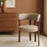 Sillón de salón con Reposabrazos tapizado en Chenille -  Patas efecto madera oscura - Diseño ergonómico y moderno - Okare image 7