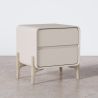 Mesita de noche scandi moderna forrada en polipiel con 2 cajones y patas de madera natural - Bennis image 7