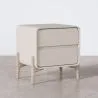 Mesita de noche scandi moderna forrada en polipiel con 2 cajones y patas de madera natural - Bennis image 7