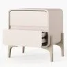 Mesita de noche scandi moderna forrada en polipiel con 2 cajones y patas de madera natural - Bennis image 7