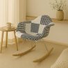 Silla Mecedora Patchwork estilo nórdico – Tapizada en Tela - Patchwork Sam  image 7