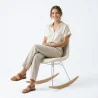 Silla Mecedora Minimalista en Bouclé – Estilo Nórdico con Base de Madera y Acero - Skögur image 7