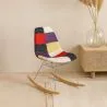 Silla Mecedora Patchwork Moderna – Estilo Nórdico con Patas de Madera y Acero - Skögur image 7