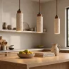 Lámpara de Techo Colgante de Madera y Travertino – Élodie image 7