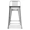 Taburete de Bar con Respaldo Diseño Industrial - Madera y Acero - 60 cm -  Stylix image 7