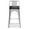 Taburete de Bar con Respaldo Diseño Industrial - Madera y Acero - 60 cm -  Stylix image 7