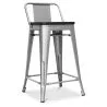 Taburete de Bar con Respaldo Diseño Industrial - Madera y Acero - 60 cm -  Stylix image 7