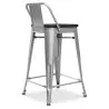 Taburete de Bar con Respaldo Diseño Industrial - Madera y Acero - 60 cm -  Stylix image 7