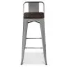 Taburete de Bar con Respaldo Diseño Industrial - Madera y Acero - 76 cm -  Stylix image 7
