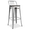 Taburete de Bar con Respaldo Diseño Industrial - Madera y Acero - 76 cm -  Stylix image 7