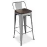 Taburete de Bar con Respaldo Diseño Industrial - Madera y Acero - 76 cm -  Stylix image 7