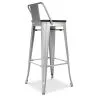 Taburete de Bar con Respaldo Diseño Industrial - Madera y Acero - 76 cm -  Stylix image 7