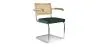 Silla de Comedor con reposabrazos - Tapizada en Terciopelo - Madera y Ratán - Martha image 9