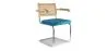 Silla de Comedor con reposabrazos - Tapizada en Terciopelo - Madera y Ratán - Martha image 9