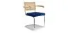 Silla de Comedor con reposabrazos - Tapizada en Terciopelo - Madera y Ratán - Martha image 9