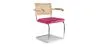 Silla de Comedor con reposabrazos - Tapizada en Terciopelo - Madera y Ratán - Martha image 9