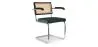 Silla de Comedor con Reposabrazos - Tapizado en Terciopelo - Madera y Ratán - Hyre image 9