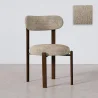Silla de comedor tapizada en Chenille -  Patas efecto madera oscura - Diseño ergonómico y moderno - Okare image 9