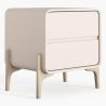Mesita de noche scandi moderna forrada en polipiel con 2 cajones y patas de madera natural - Bennis image 9